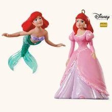 2008 Hallmark Little Mermaid ARIEL'S DREAM~Disney Christmas Ornament~Set of 2