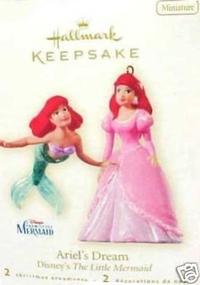 2008 Hallmark Little Mermaid ARIEL'S DREAM~Disney Christmas Ornament~Set of 2