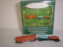 2001 Hallmark LIONEL Car Carrier & Caboose~Norfolk and Western~2 Die-cast Trains Ornaments