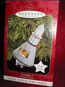 1997 Hallmark Friendship 7~Journeys Into Space~Christmas Ornament~Light & John Glenn Voice~NASA