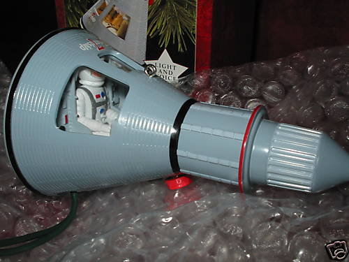 1997 Hallmark Friendship 7~Journeys Into Space~Christmas Ornament~Light & John Glenn Voice~NASA