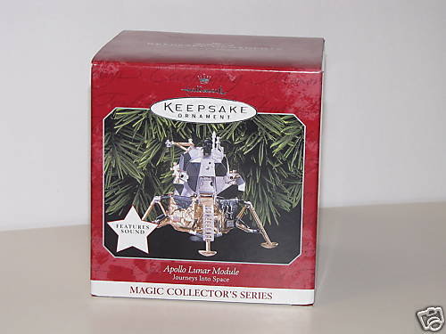 1998 APOLLO LUNAR MODULE~Journeys Into Space~Christmas Hallmark Ornament~Light & Alan Shepherd Voice~NASA