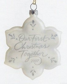 2007 Hallmark OUR FIRST CHRISTMAS Together ~Glass Snowflake Ornament~