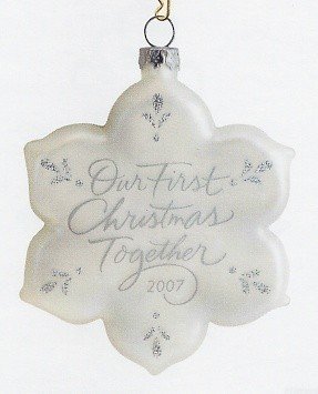 2007 Hallmark OUR FIRST CHRISTMAS Together ~Glass Snowflake Ornament~