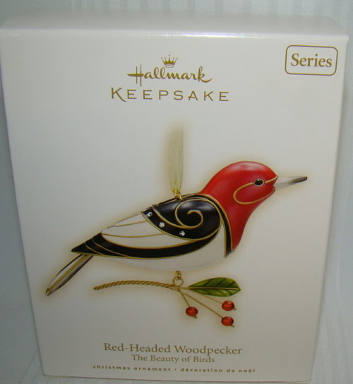 2009 Hallmark RED-HEADED WOODPECKER~Beauty of Birds Christmas Ornament