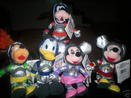 5 Disney Space Bean Bags Mickey~Donald~Minnie~Pluto~Goofy as Astronauts