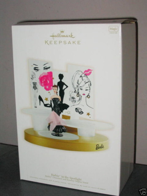 2009 Hallmark BARBIE IN THE SPOTLIGHT Christmas Ornament & Lighted Runway Display Stand