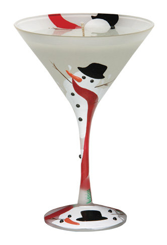 LOLITA Frosty's Going Down~Christmas Candle MARTINI GLASS w/Gift Box