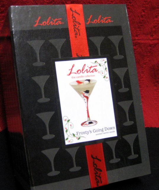 LOLITA Frosty's Going Down~Christmas Candle MARTINI GLASS w/Gift Box