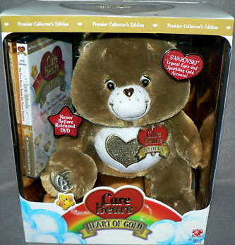 Care Bears HEART OF GOLD SWAROVSKI BROWN Premier Edition- New + DVD