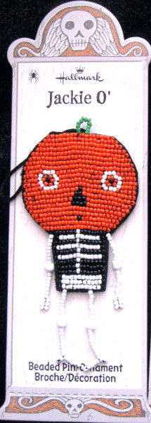 Hallmark BEADED Halloween JACKIE O' Pumpkin Pin/Ornament