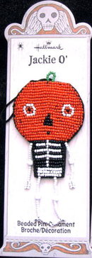 Hallmark BEADED Halloween JACKIE O' Pumpkin Pin/Ornament