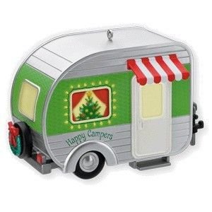 New Hallmark 2010 HAPPY CAMPER Trailer Lights up Christmas Ornament