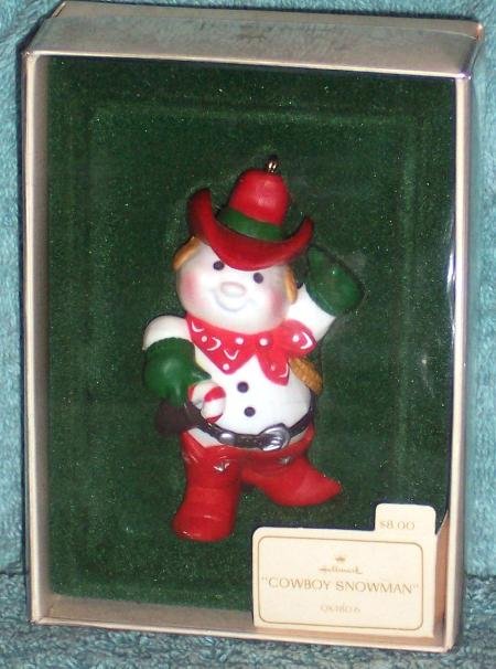 Hallmark COWBOY SNOWMAN Western Christmas Ornament 1982
