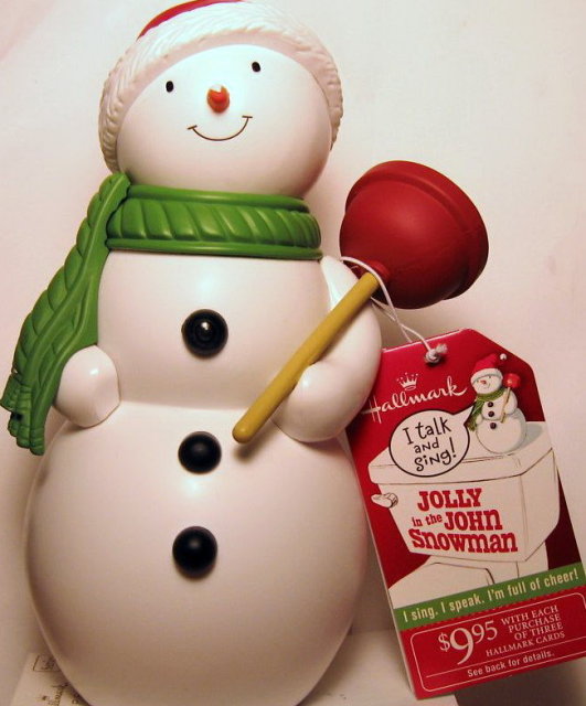 Hallmark 2010 JOLLY IN THE JOHN Talking Snowman Plumber Motion Activated