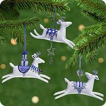 Hallmark 2001 GRACEFUL REINDEER set of 3 PORCELAIN Ornaments