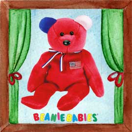 Red AMERICA Ty Beanie Baby Bear -Retired Ty Store Exclusive e-Beanie