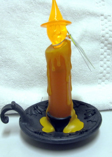 Halloween FLICKERING WITCH CANDLE Hallmark lighted Candlestick