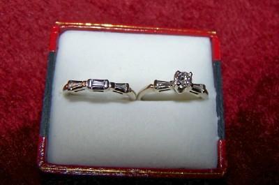 Diamond and 14 Kt. White Gold Wedding Ring Set