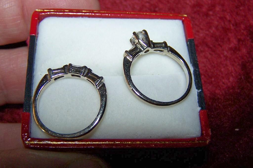 Diamond and 14 Kt. White Gold Wedding Ring Set