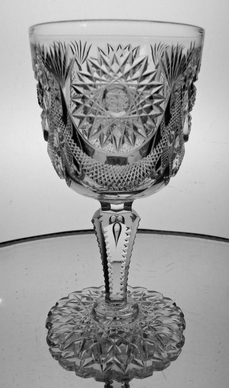 American Brilliant Period Cut Glass Crystal Goblet in a Drape Style Pattern