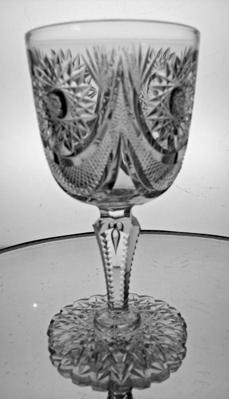 American Brilliant Period Cut Glass Crystal Goblet in a Drape Style Pattern