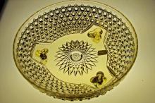 Gold Colored American Brilliant Period Cut Glass Crystal 3 Legged Ferner Bowl