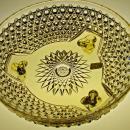 Gold Colored American Brilliant Period Cut Glass Crystal 3 Legged Ferner Bowl