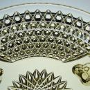 Gold Colored American Brilliant Period Cut Glass Crystal 3 Legged Ferner Bowl