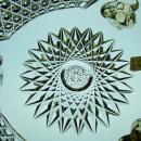 Gold Colored American Brilliant Period Cut Glass Crystal 3 Legged Ferner Bowl