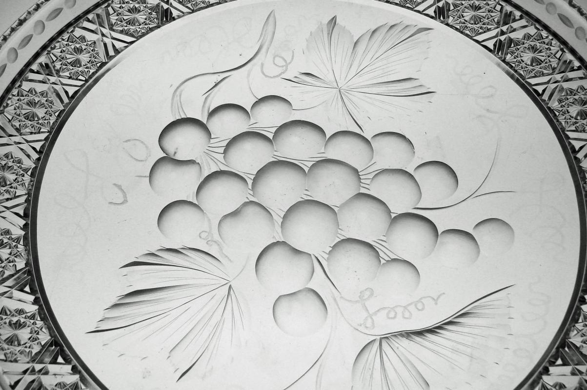 ABP Cut Glass Frisbee Style Plate Signed Tuthill