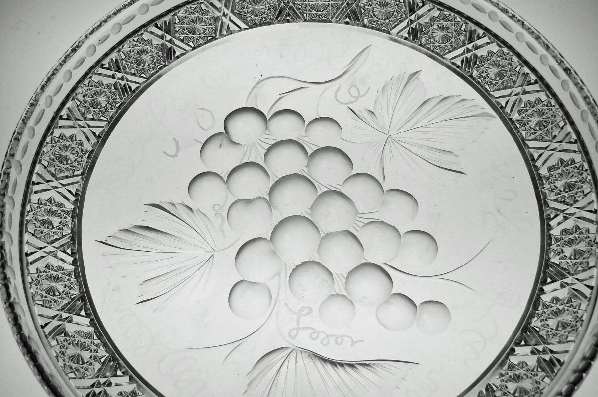 ABP Cut Glass Frisbee Style Plate Signed Tuthill