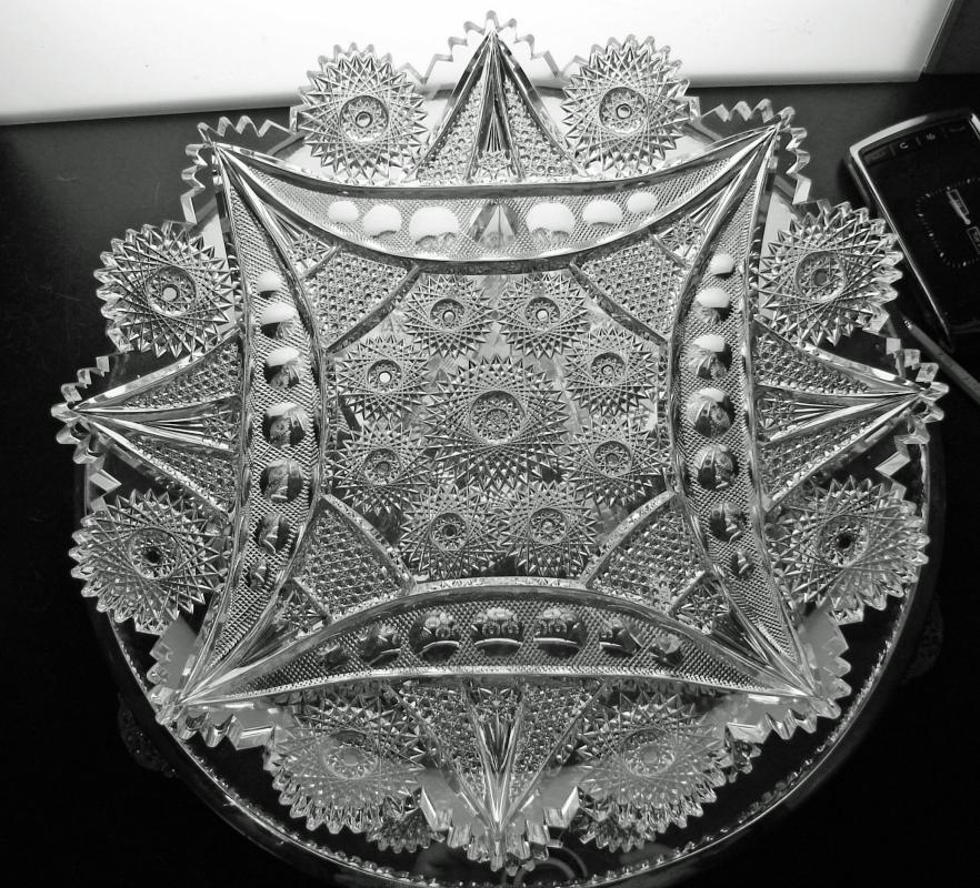RARE ABP CUT GLASS CRYSTAL TRAY
