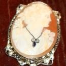 RARE VICTORIAN LARGE SHELL CAMEO in 18K WHITE GOLD INTRICATE FRAME