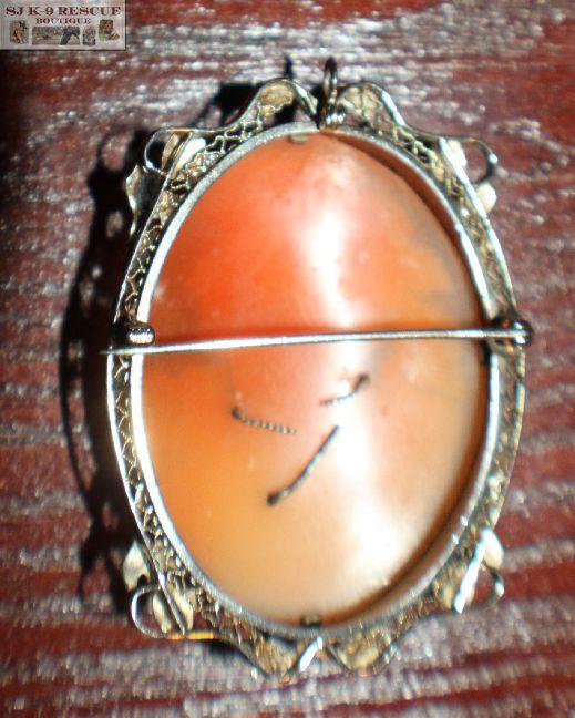 RARE VICTORIAN LARGE SHELL CAMEO in 18K WHITE GOLD INTRICATE FRAME