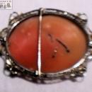 RARE VICTORIAN LARGE SHELL CAMEO in 18K WHITE GOLD INTRICATE FRAME