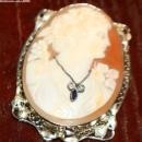 RARE VICTORIAN LARGE SHELL CAMEO in 18K WHITE GOLD INTRICATE FRAME