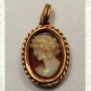 RARE VICTORIAN MINATURE SHELL CAMEO in 14K YELLOW GOLD