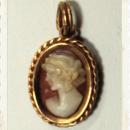 RARE VICTORIAN MINATURE SHELL CAMEO in 14K YELLOW GOLD