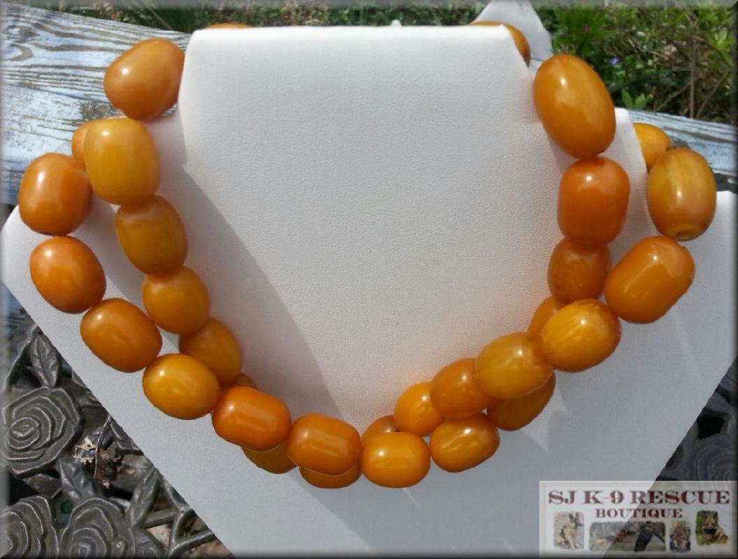 RARE, Large, Egg Yolk Yellow AMBER BAKELITE BEADed Necklace,32