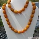 RARE, Large, Egg Yolk Yellow AMBER BAKELITE BEADed Necklace,32