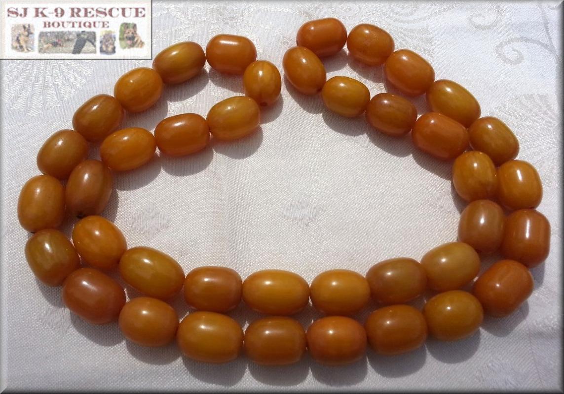 RARE, Large, Egg Yolk Yellow AMBER BAKELITE BEADed Necklace,32