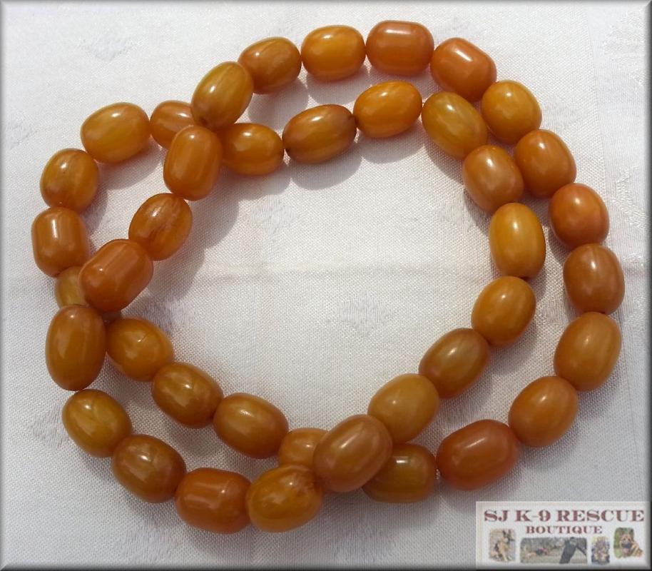 RARE, Large, Egg Yolk Yellow AMBER BAKELITE BEADed Necklace,32