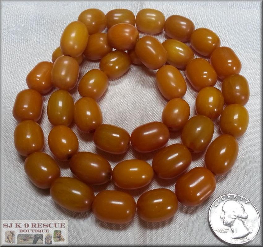 RARE, Large, Egg Yolk Yellow AMBER BAKELITE BEADed Necklace,32