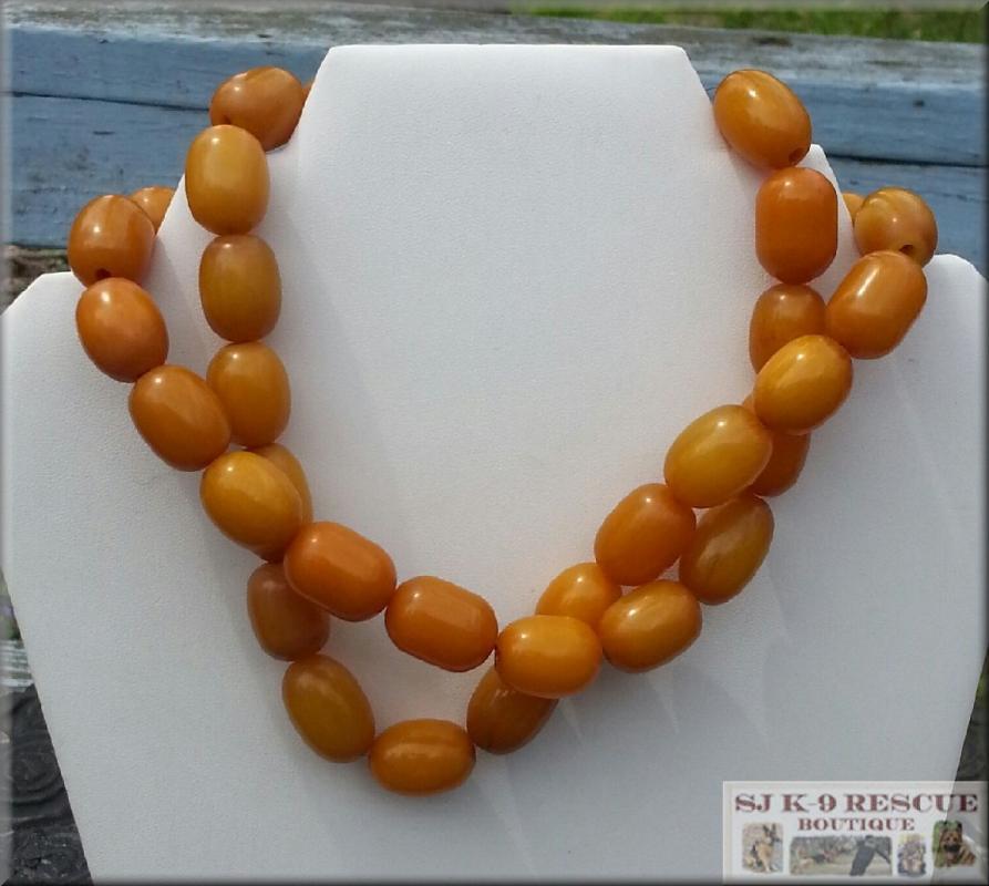 RARE, Large, Egg Yolk Yellow AMBER BAKELITE BEADed Necklace,32