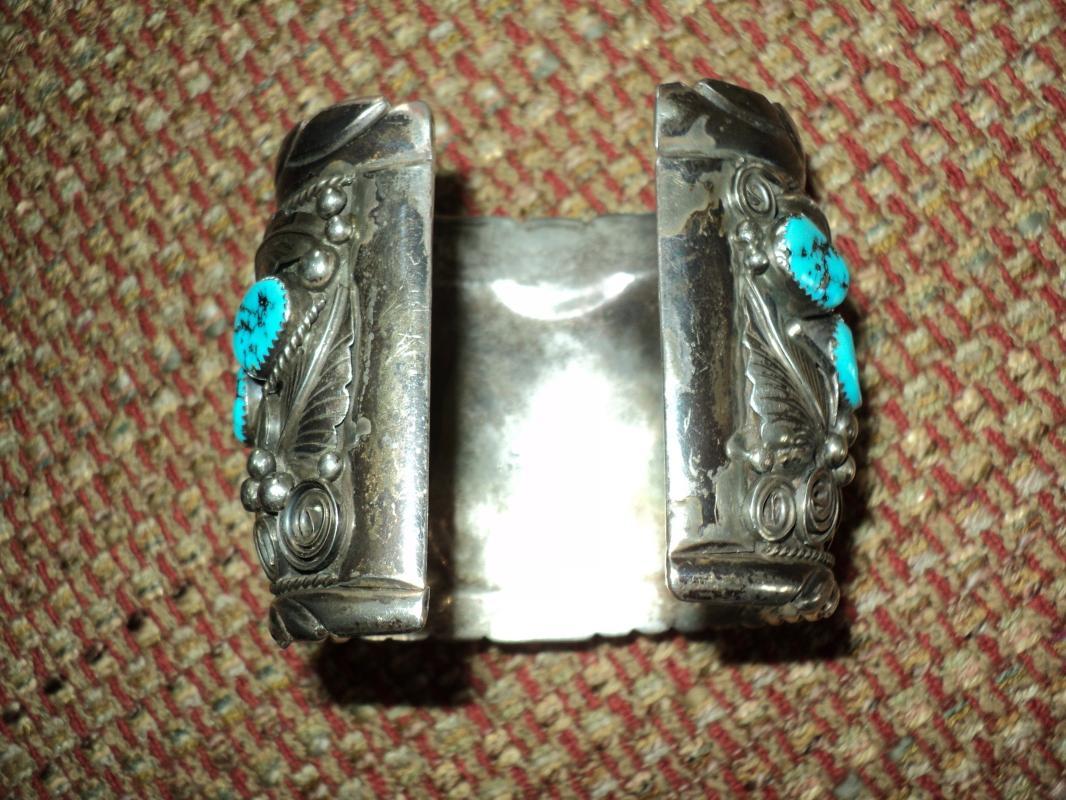 Heavy Navajo Bear Silver Cuff Bracelet by M. Thomas Jr.
