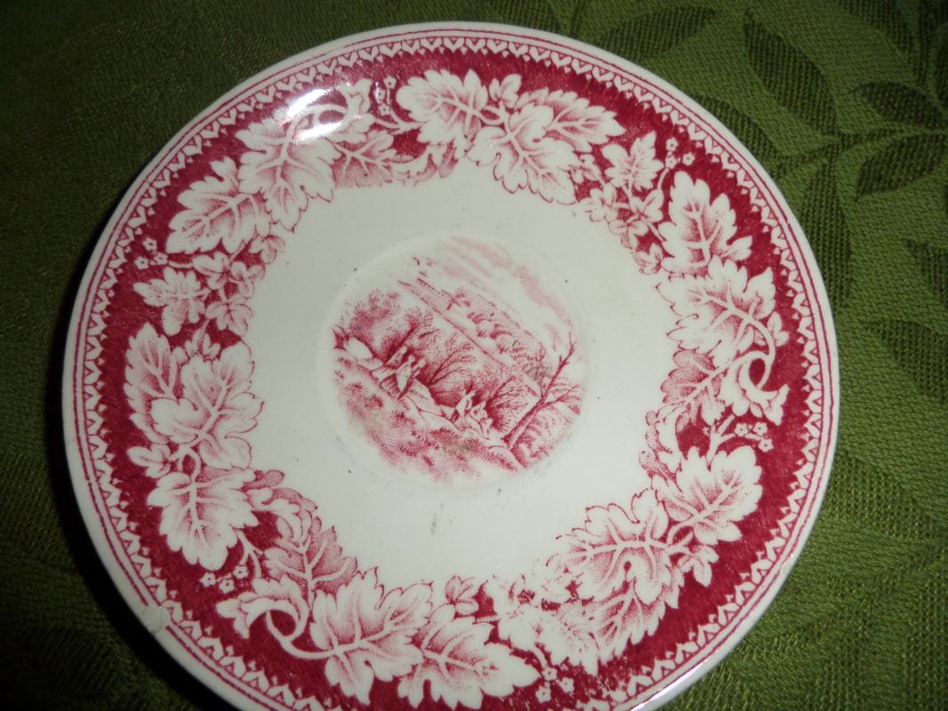 Currier Ives Red Saucer