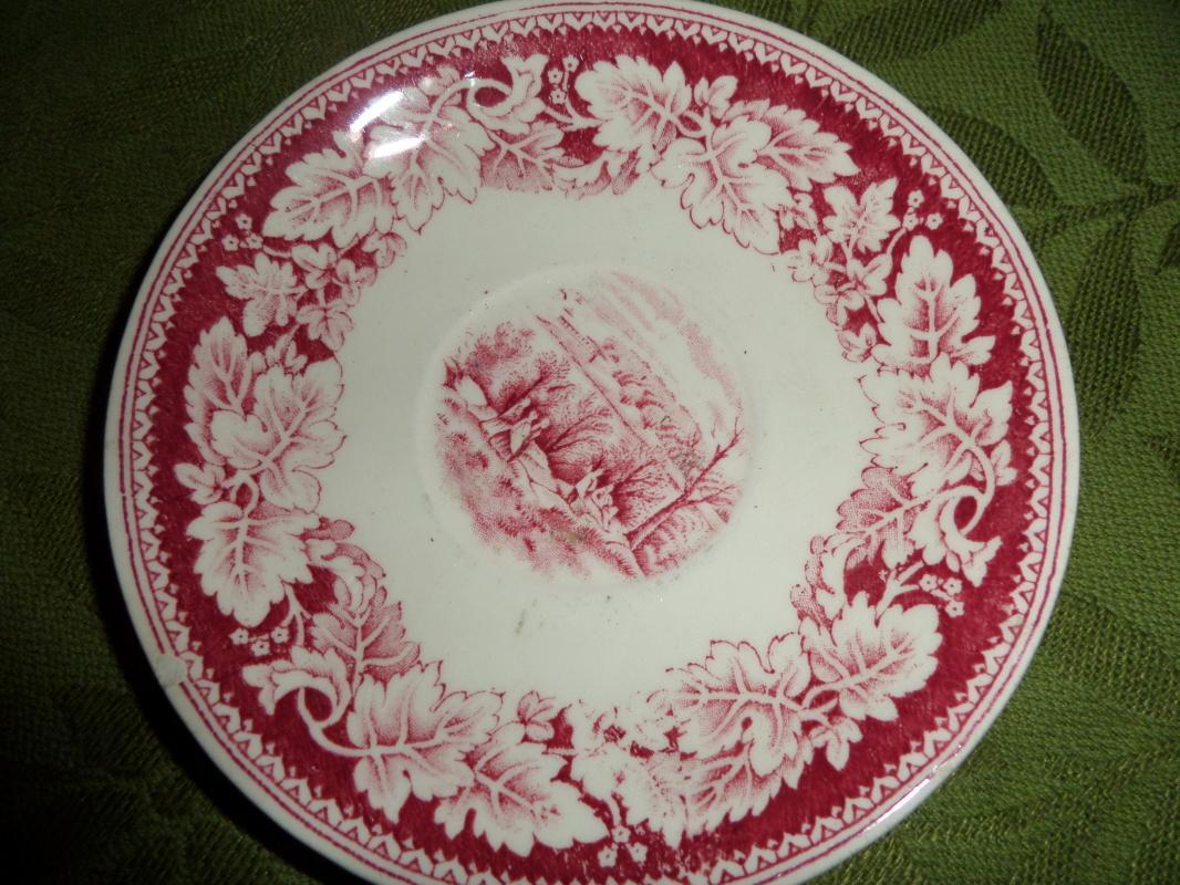Currier Ives Red Saucer