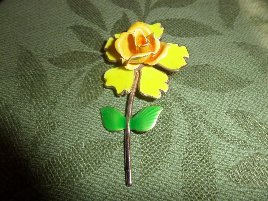 Yellow rose brooch