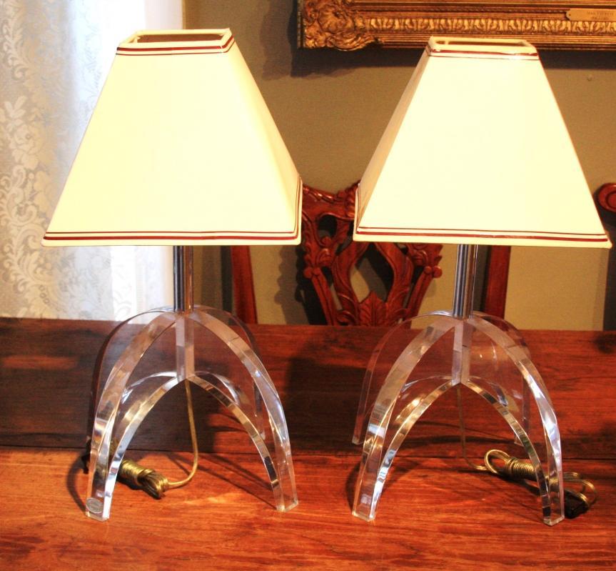 ASTROLITE, Ritts Co. LA; BEST Pair of 1960's LUCITE LAMPS, Mid Century Modern design
